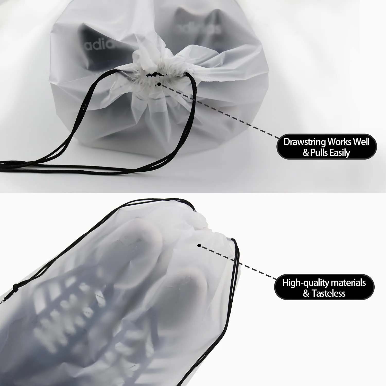 30 PCS Travel Transparent Shoe Bags -Waterproof Storage organizers With Drawstring, packing pouch organizers 30*translucent