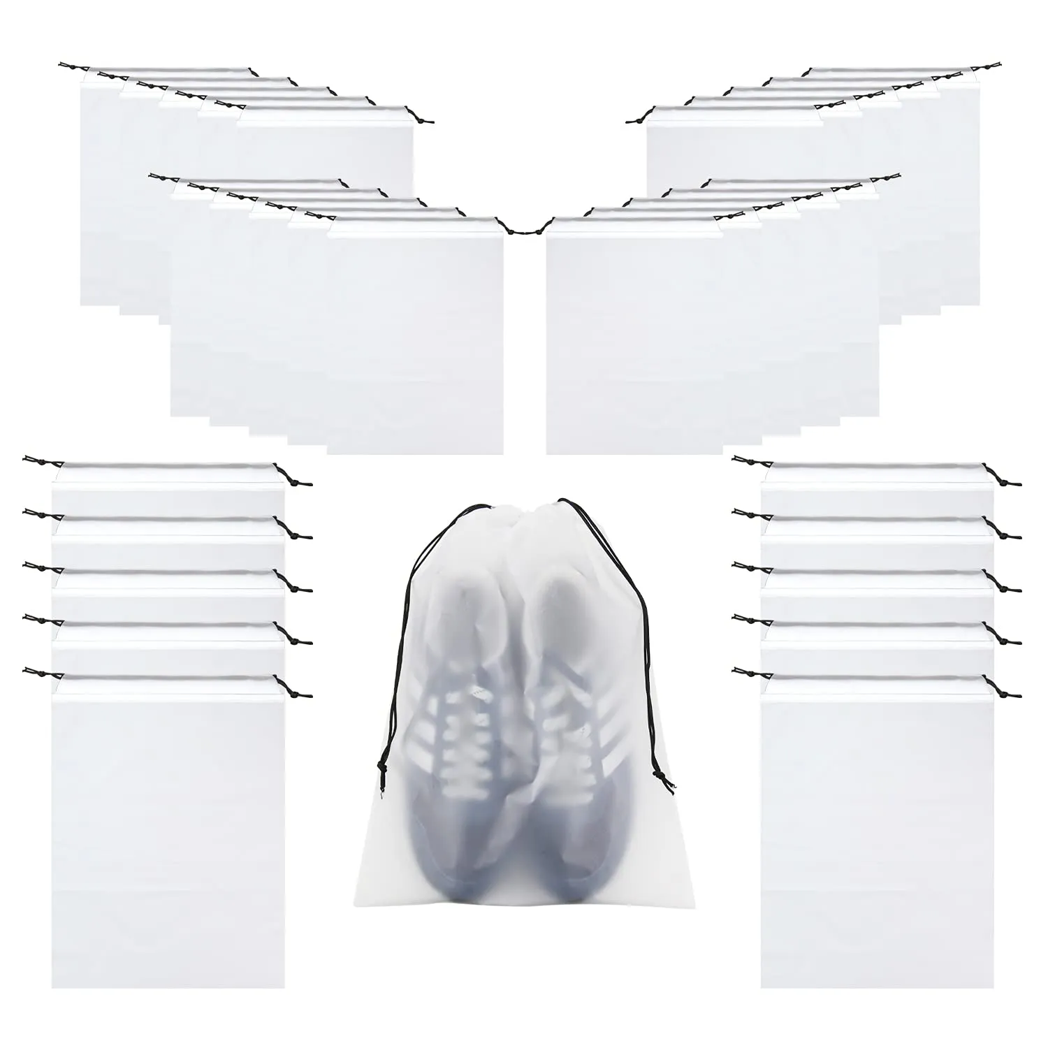 30 PCS Travel Transparent Shoe Bags -Waterproof Storage organizers With Drawstring, packing pouch organizers 30*translucent