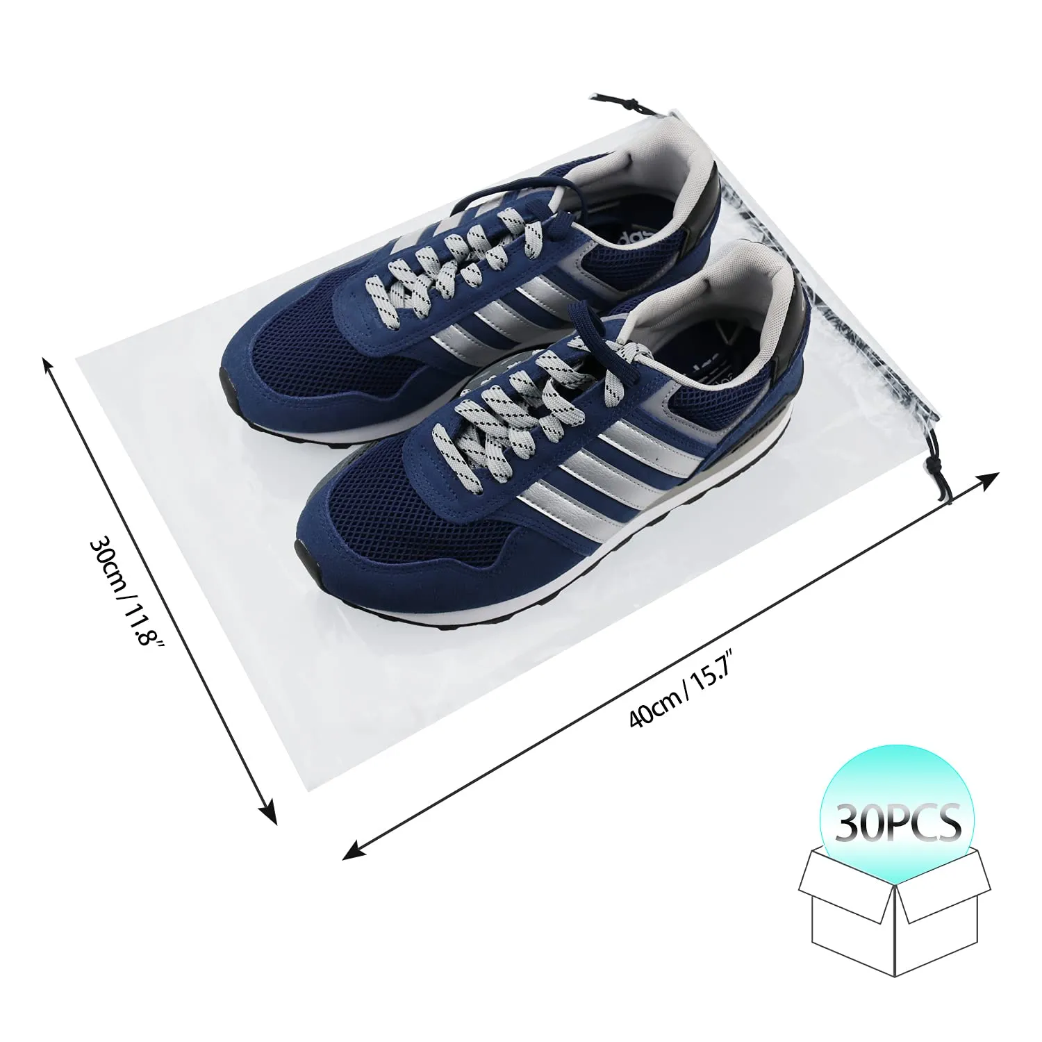 30 PCS Travel Transparent Shoe Bags -Waterproof Storage organizers With Drawstring, packing pouch organizers 30*translucent