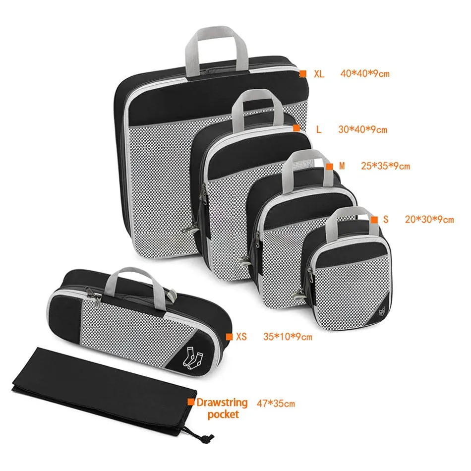 6PCS Compressed Travel Storage Organizer Set With Shoe Bag