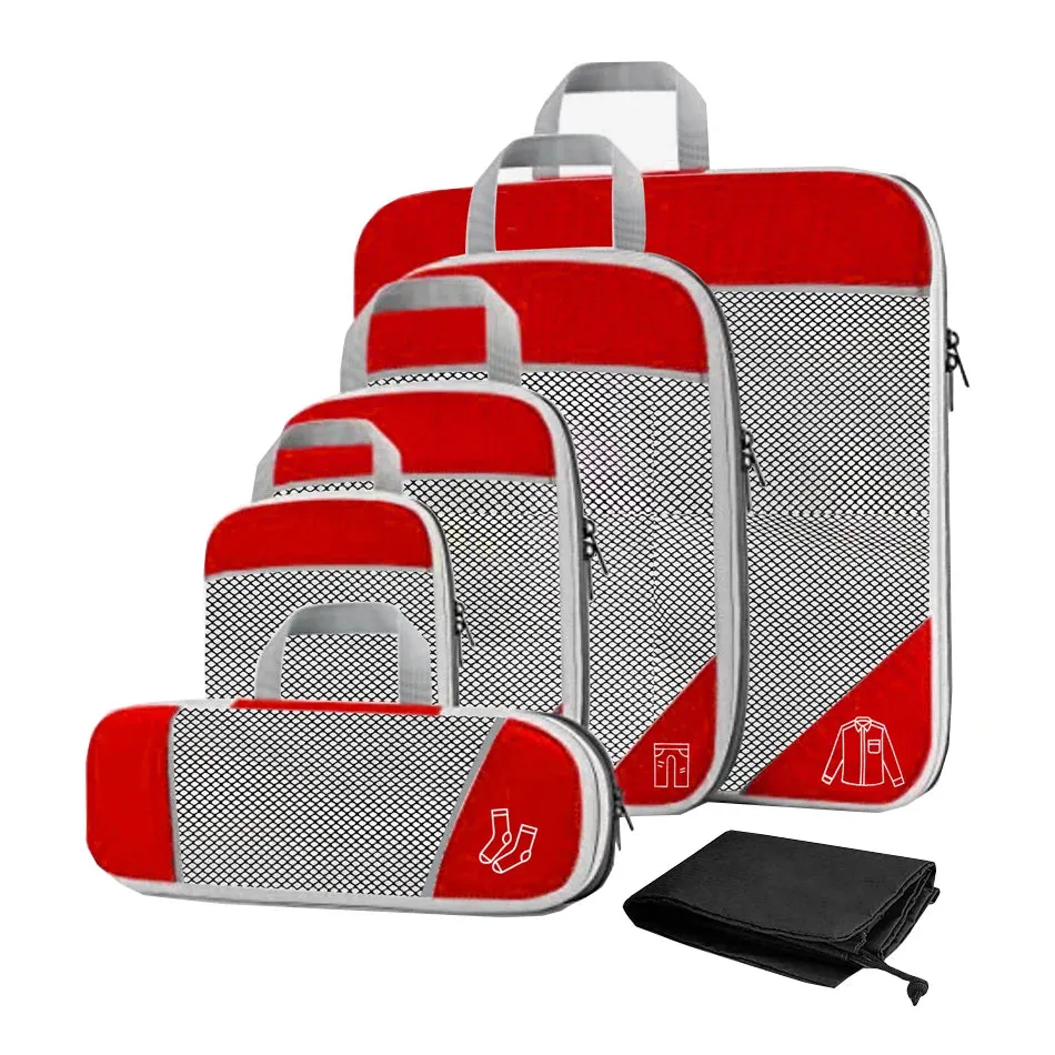 6PCS Compressed Travel Storage Organizer Set With Shoe Bag