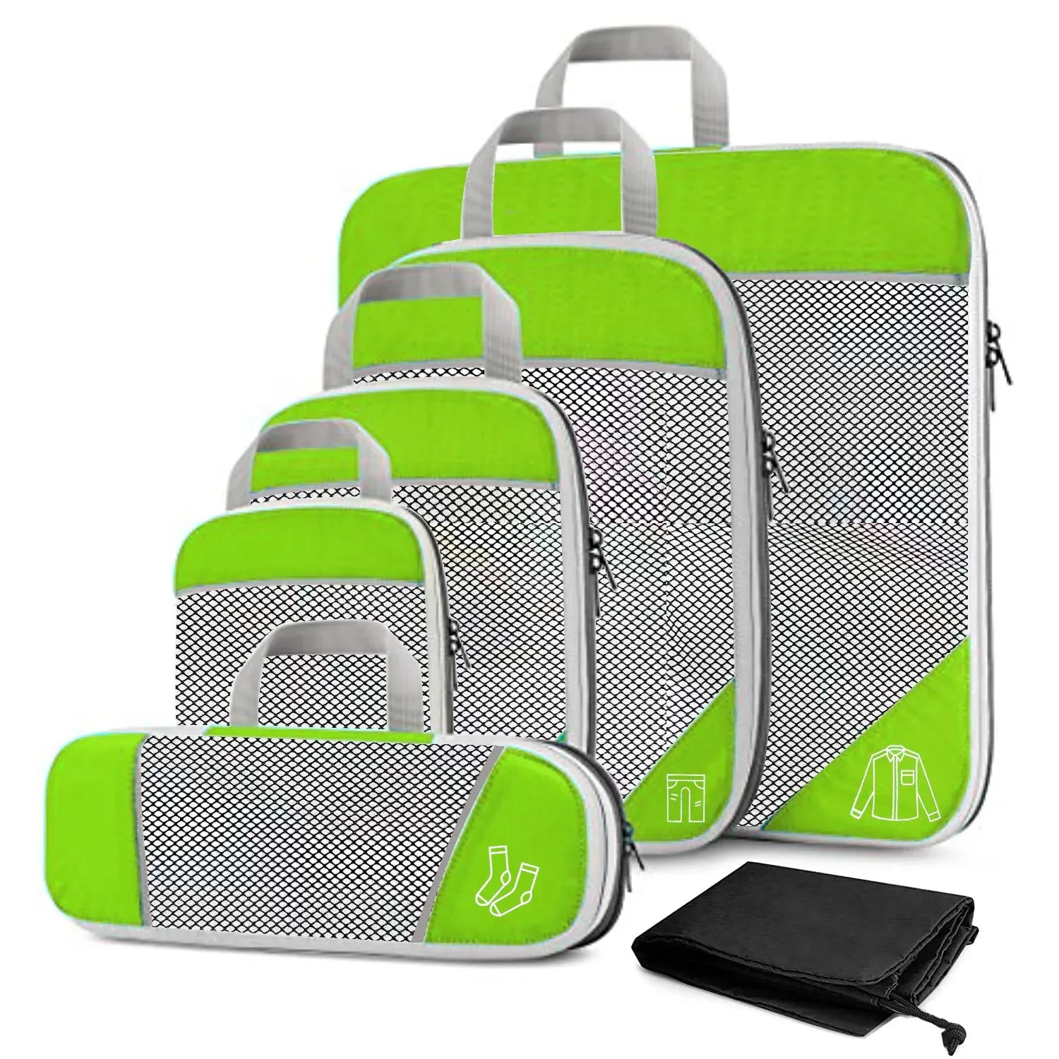 6PCS Compressed Travel Storage Organizer Set With Shoe Bag