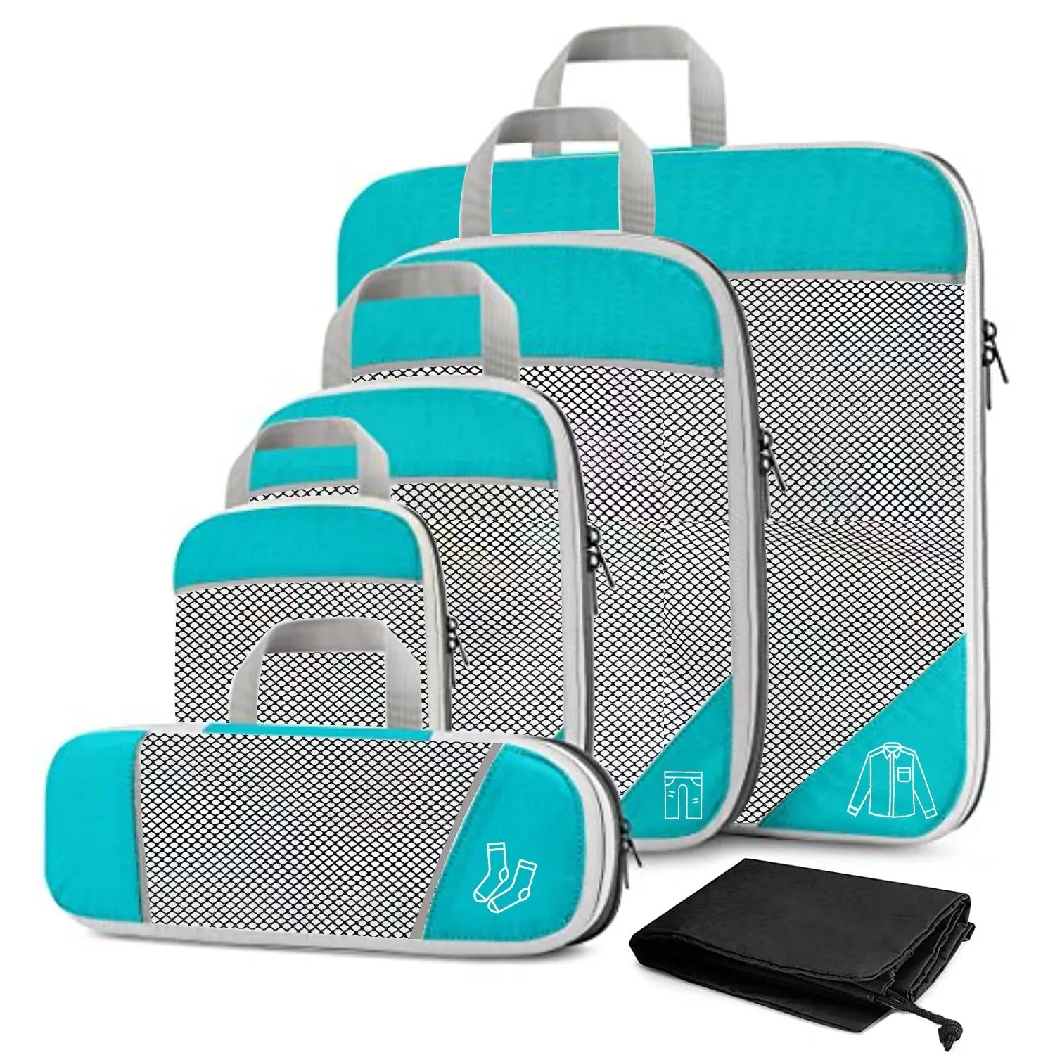 6PCS Compressed Travel Storage Organizer Set With Shoe Bag