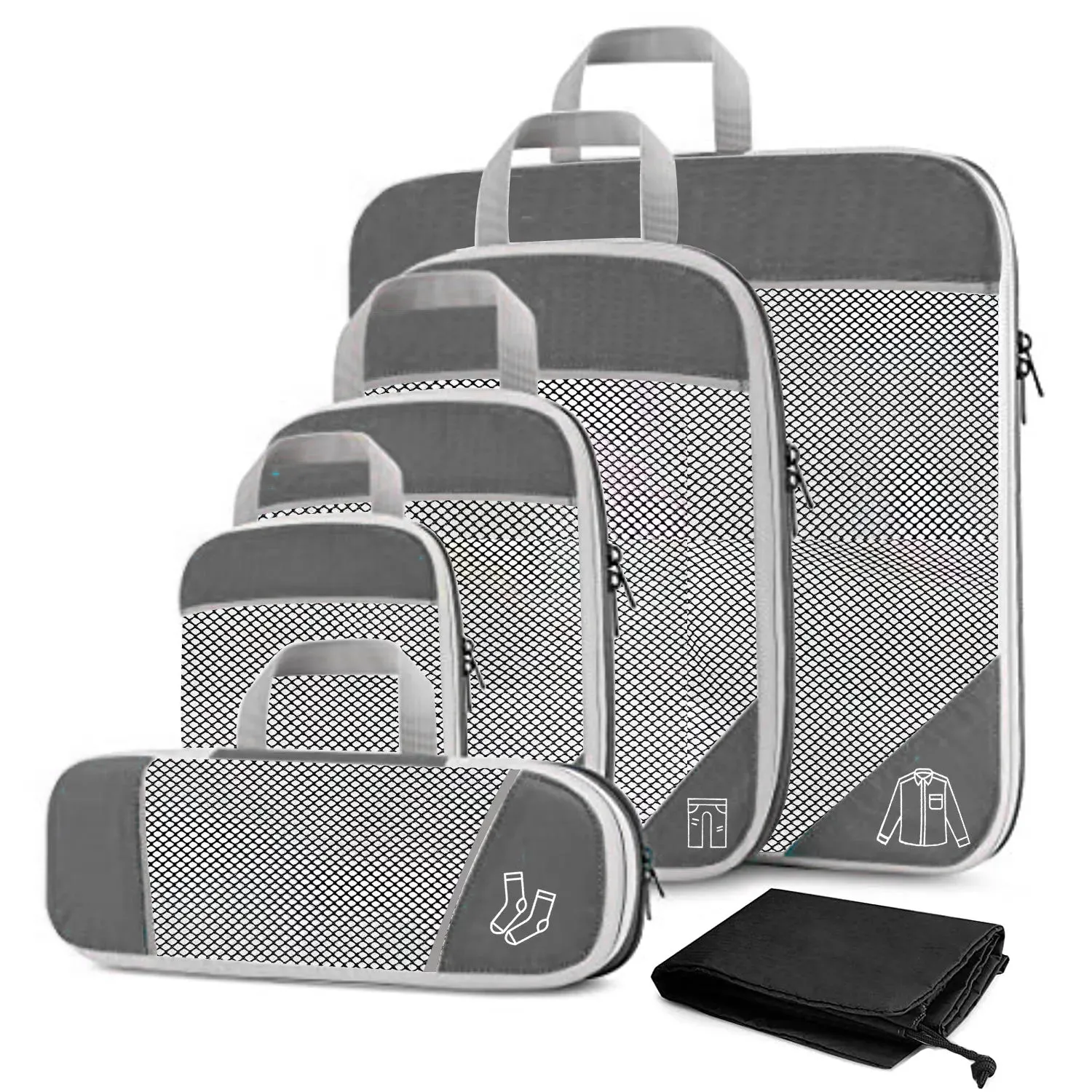 6PCS Compressed Travel Storage Organizer Set With Shoe Bag