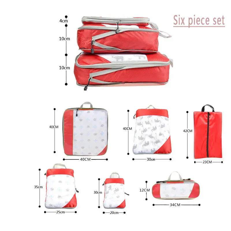 6PCS Compressed Travel Storage Organizer Set With Shoe Bag