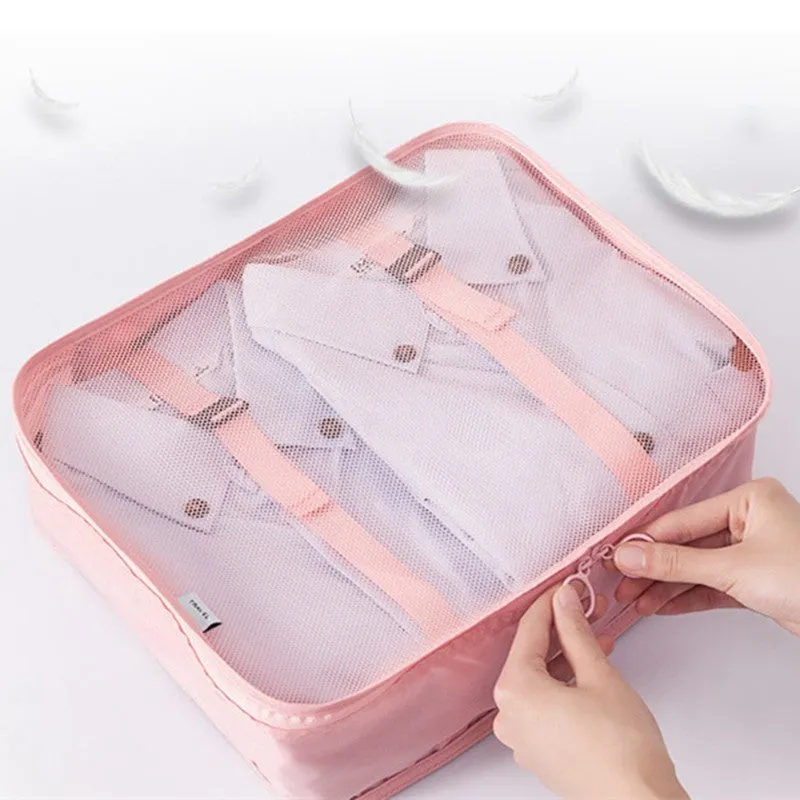 7pcs/set Luggage Organizer Bag Large Waterproof Travel Accessories Polyester Packing Cubes Organiser For Clothing Storage Bags