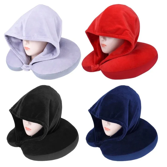 ALMOHADA DE CUELLO CON CAPUCHA PARA VIAJE DIFERENTES COLORES