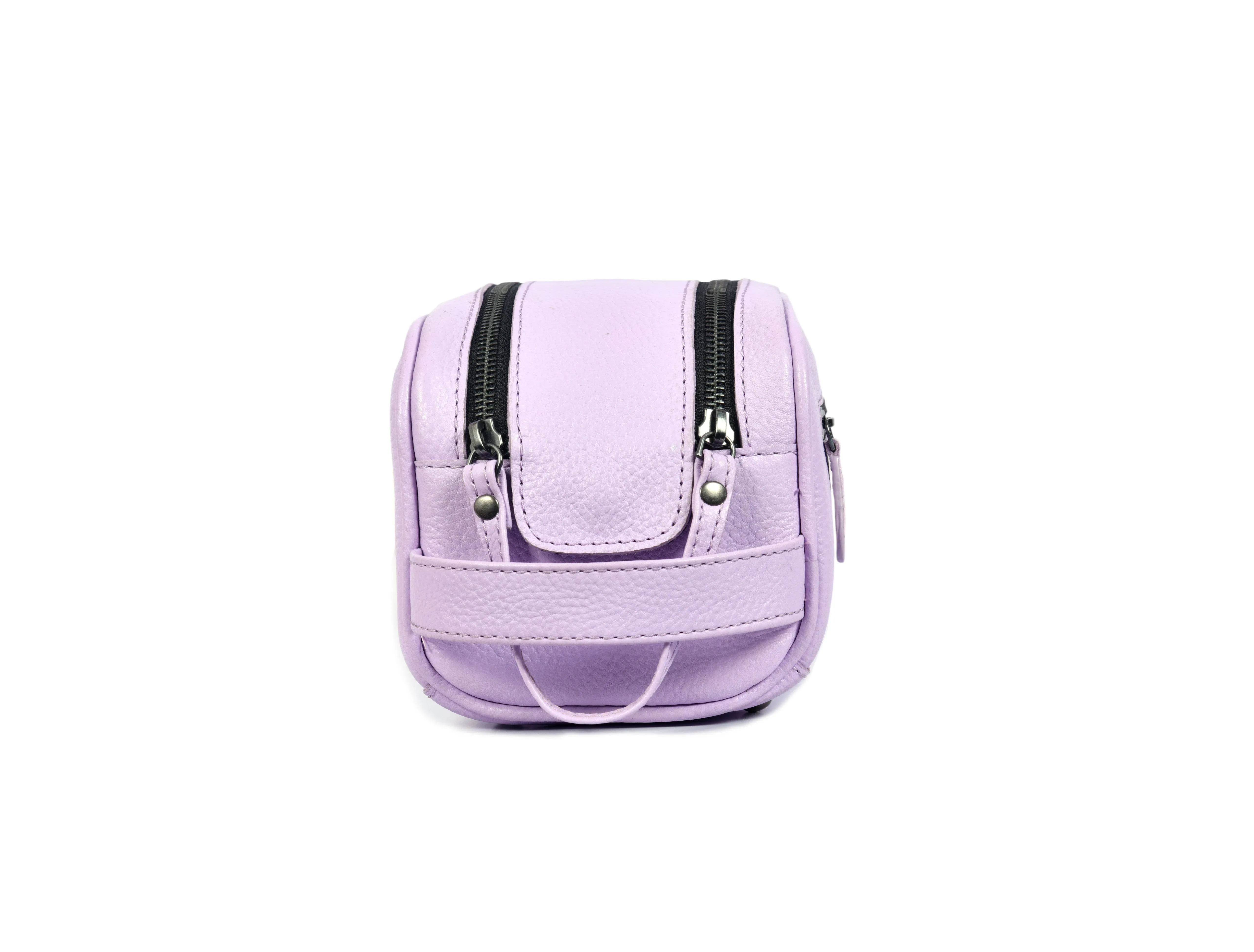 Amethyst Glow Leather Toiletry Bag - Lavender