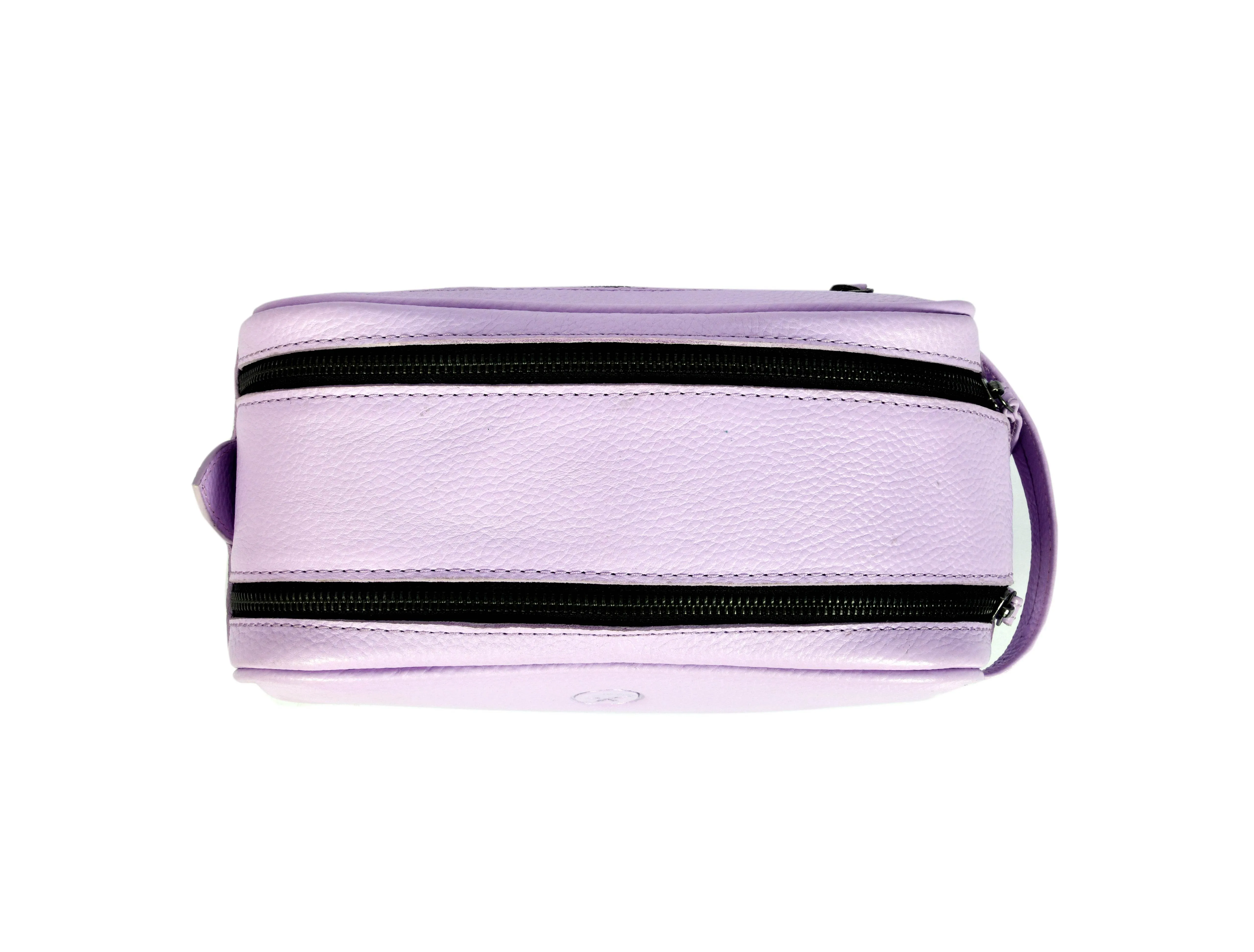 Amethyst Glow Leather Toiletry Bag - Lavender