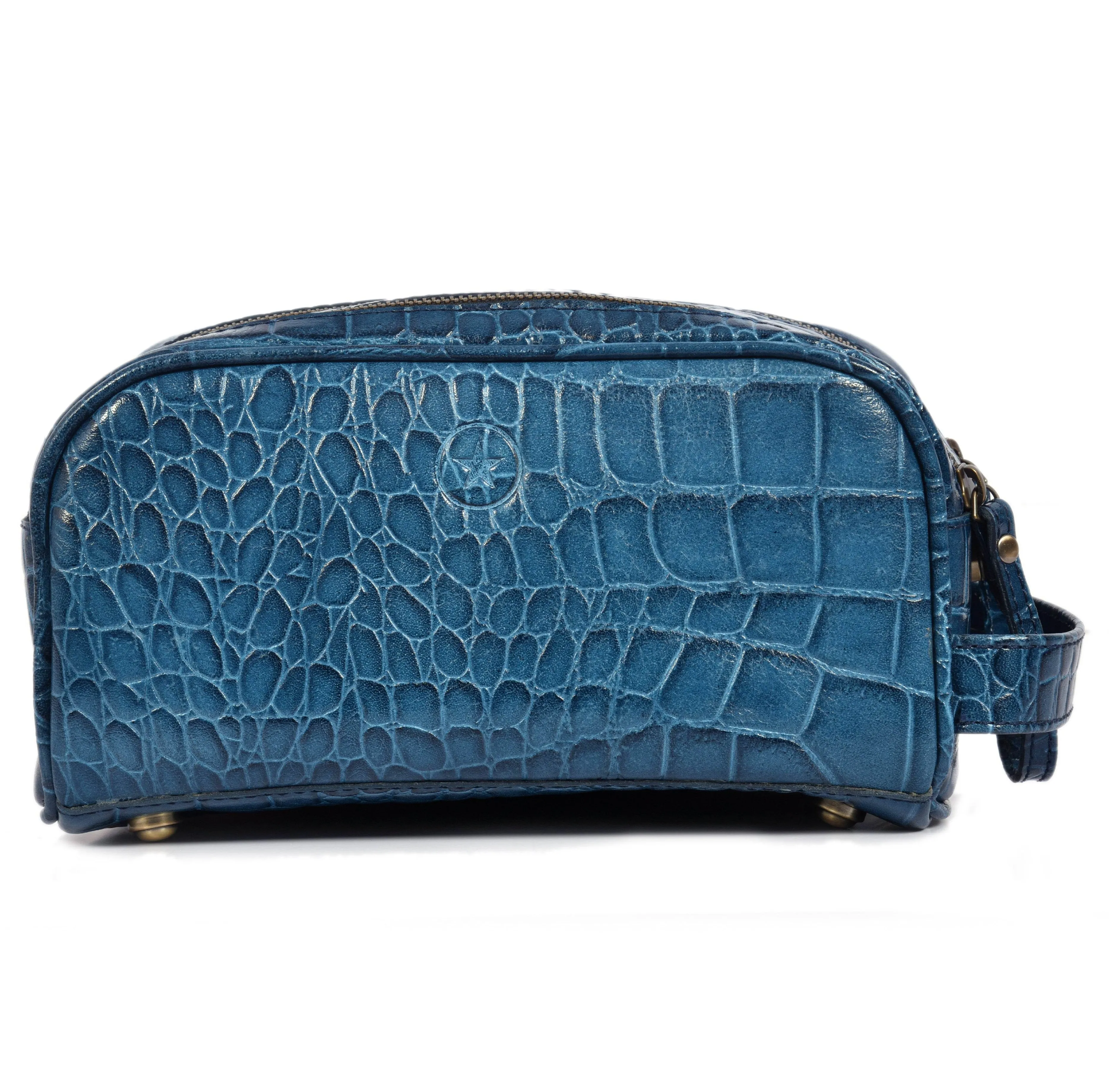 Aubrielle Leather Toiletry Bag - Blue Croco