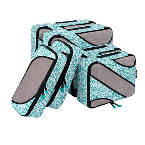 Bagail 6 Set Packing Cubes,3 Various Sizes Travel Luggage Packing Organizers(Leaf)