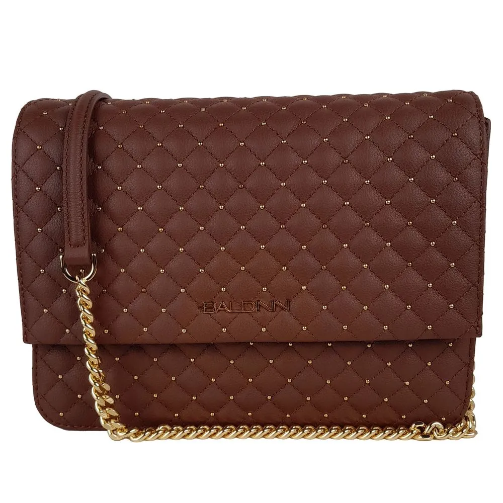 Baldinini Trend Chic Quilted Calfskin Shoulder Bag with Women's Studs