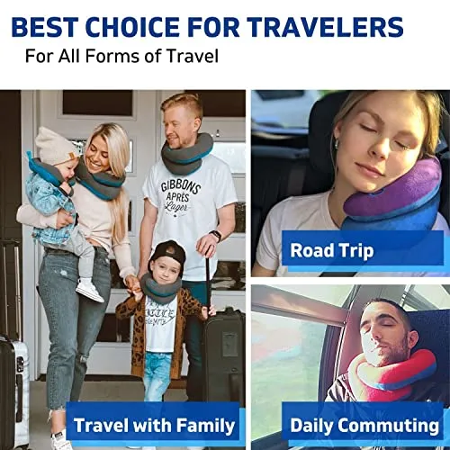 BCOZZY Navy Travel Pillow - Ergonomic and Portable Neck Support Pillow