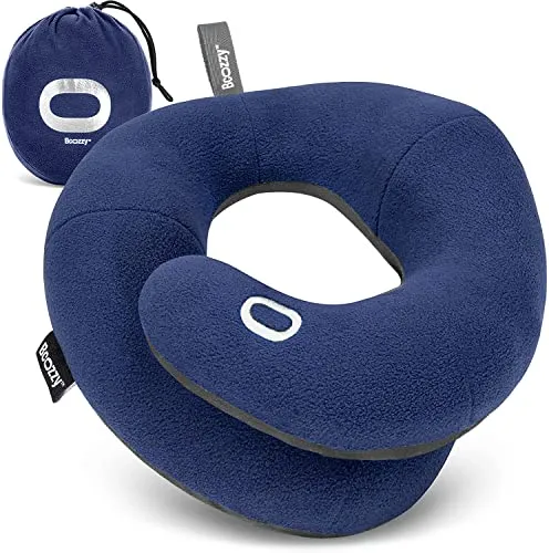 BCOZZY Navy Travel Pillow - Ergonomic and Portable Neck Support Pillow