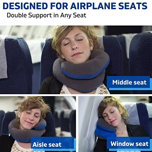 BCOZZY Navy Travel Pillow - Ergonomic and Portable Neck Support Pillow