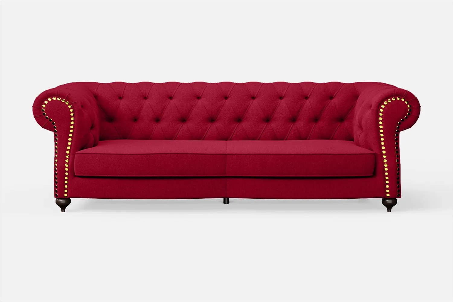 Bitonto 3 Seater Sofa Red Linen Fabric