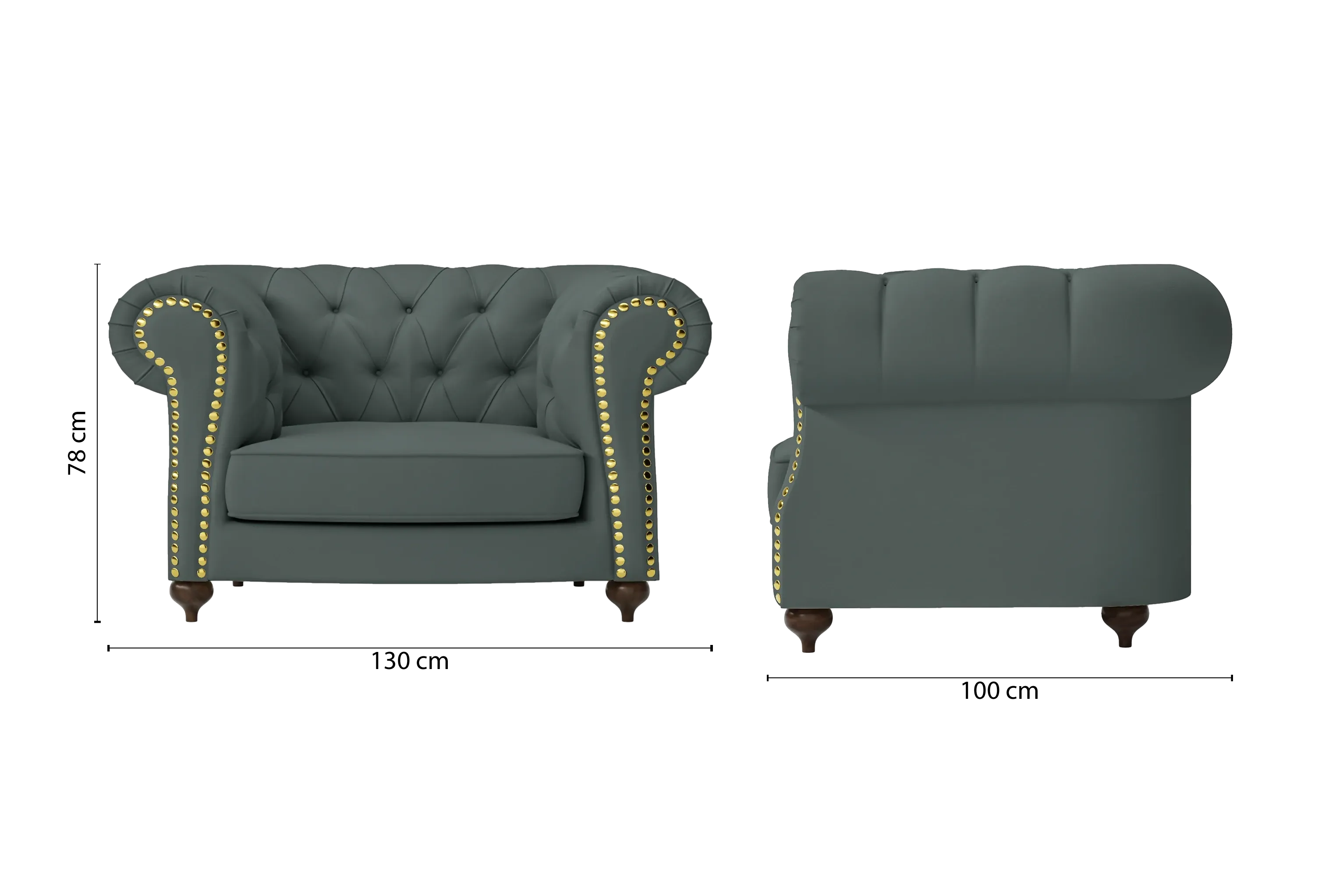 Bitonto Armchair Dusky Turquoise Leather
