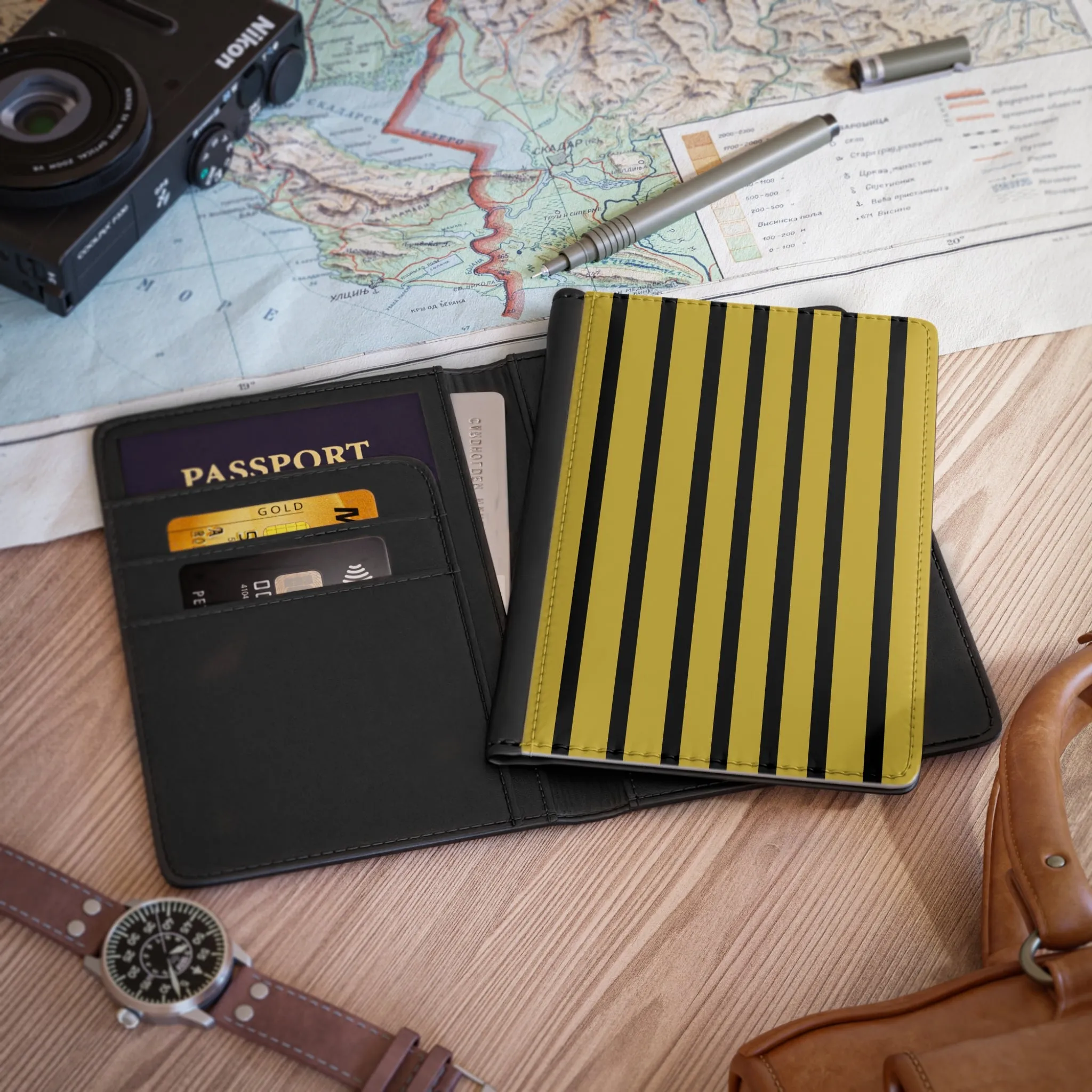 Black and Gold Passport Cover