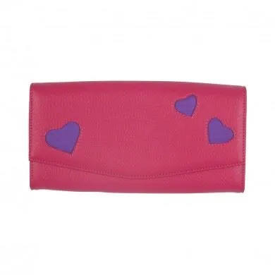 Bombay Duck - L'Amour - Fuchsia Pink & Purple Travel Wallet - Printed Faux Leather