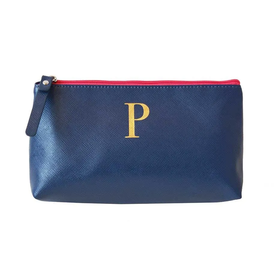 Bombay Duck - Monogrammed Alphabet Make Up Bag With Metallic Letter - A to Z