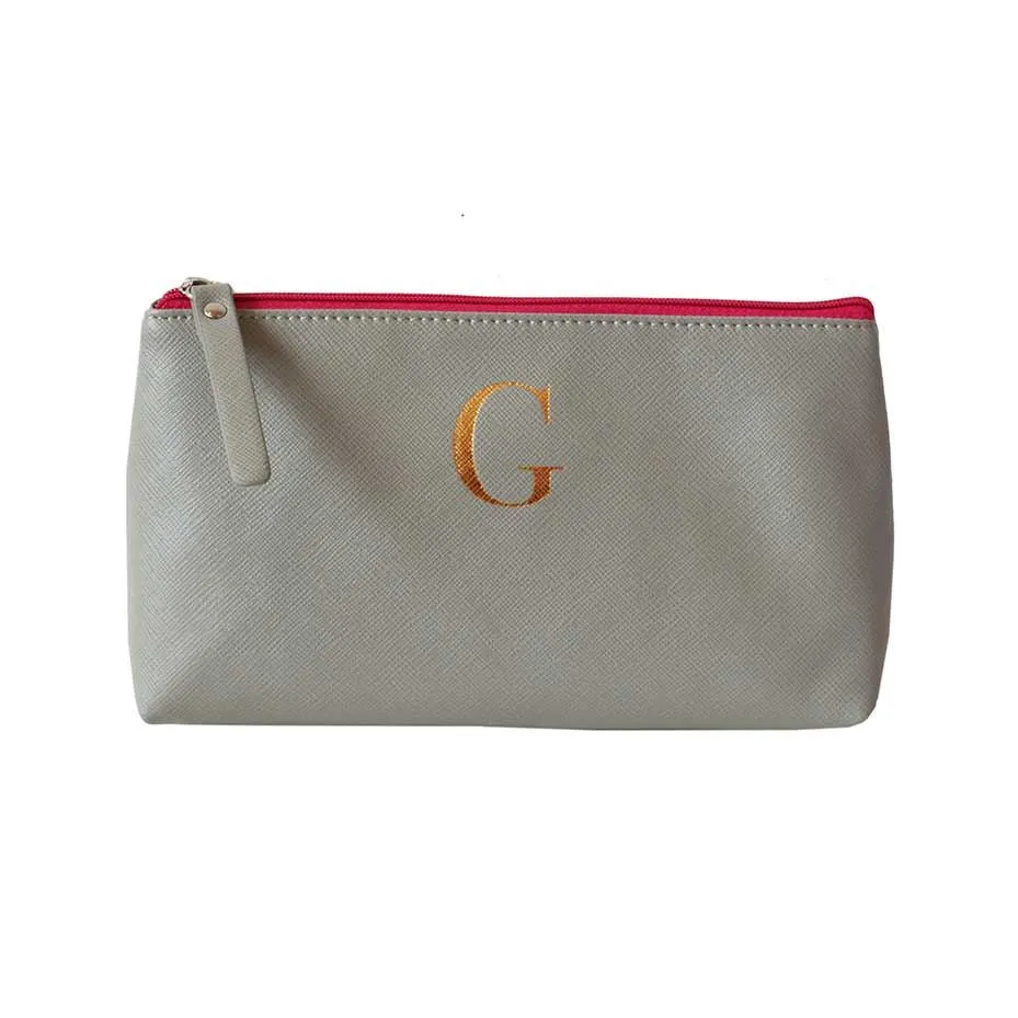 Bombay Duck - Monogrammed Alphabet Make Up Bag With Metallic Letter - A to Z