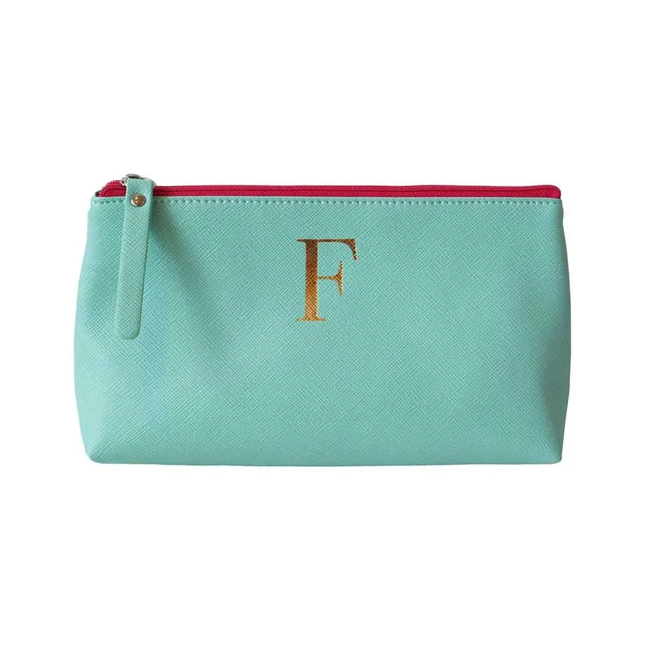 Bombay Duck - Monogrammed Alphabet Make Up Bag With Metallic Letter - A to Z