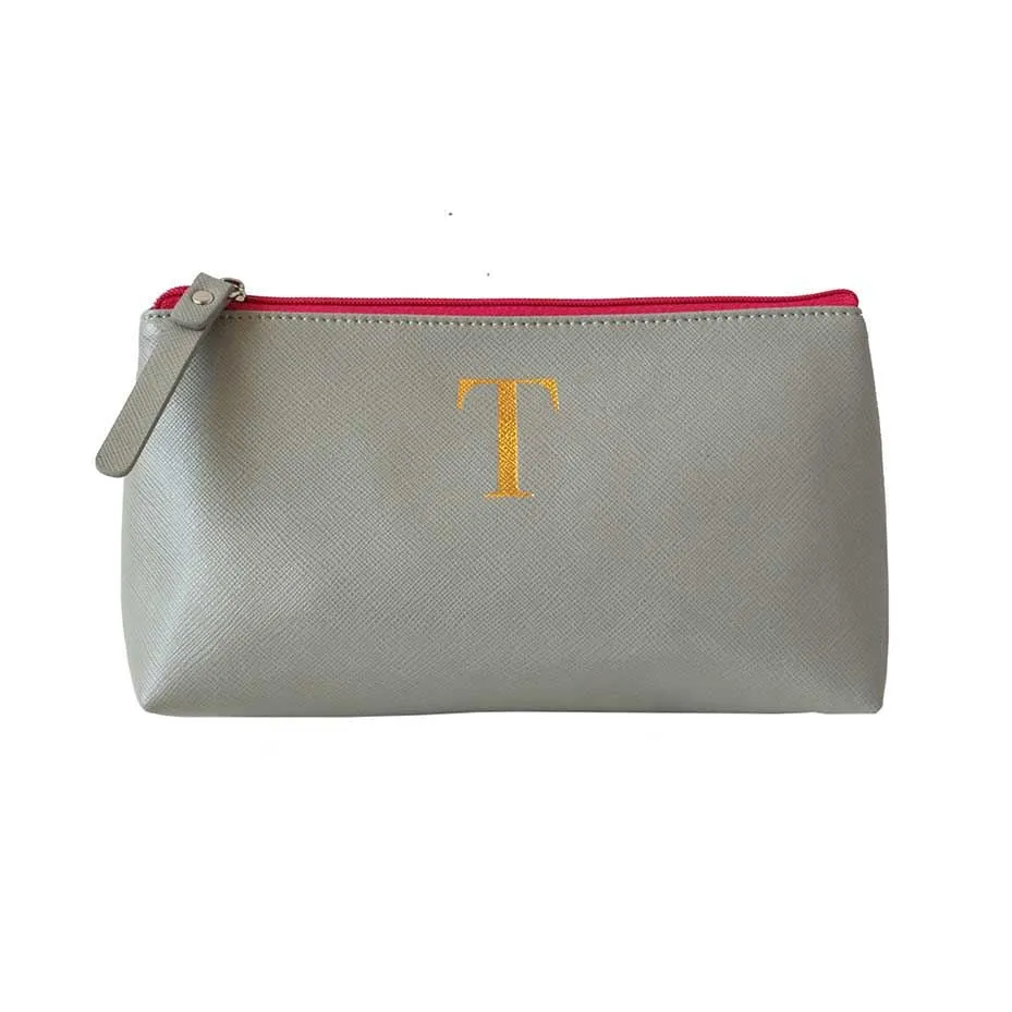 Bombay Duck - Monogrammed Alphabet Make Up Bag With Metallic Letter - A to Z