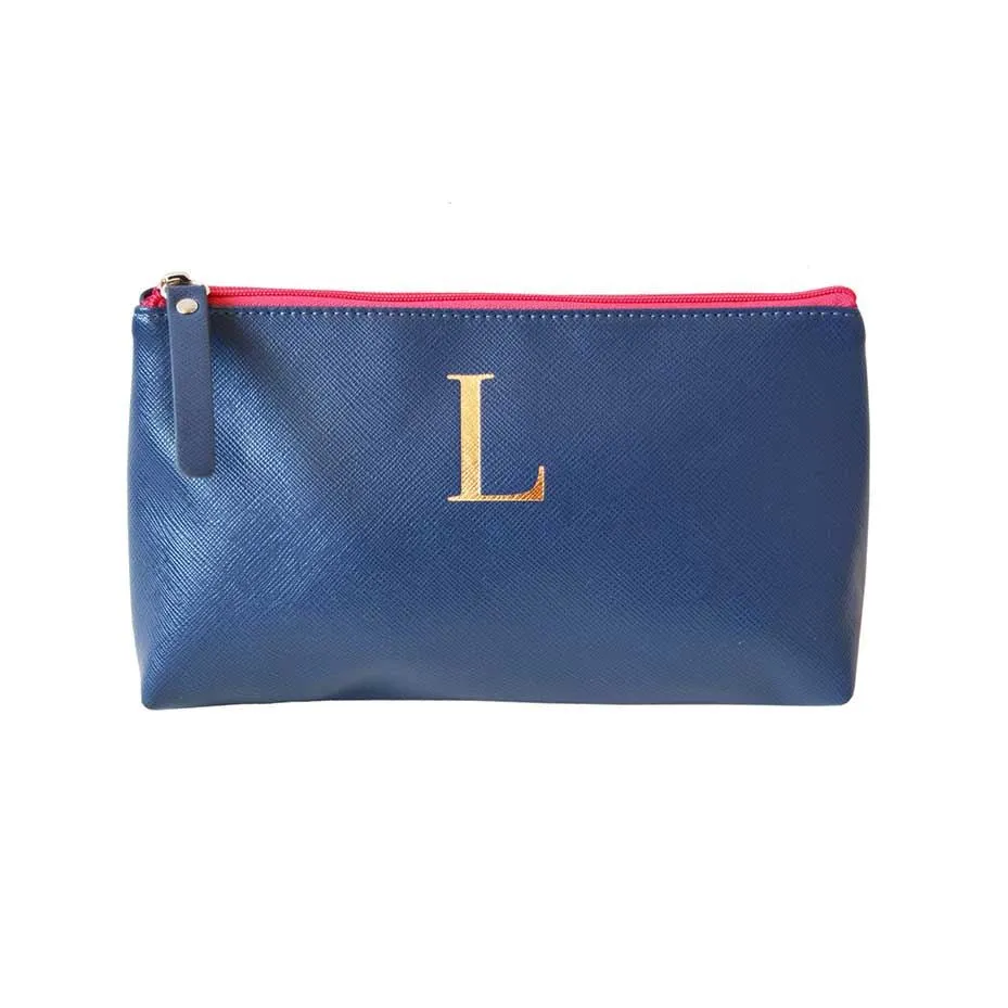 Bombay Duck - Monogrammed Alphabet Make Up Bag With Metallic Letter - A to Z