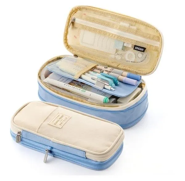 Canvas Dual Use Pencil Case Travel Cosmetic Organiser Makeup Bag