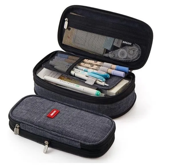 Canvas Dual Use Pencil Case Travel Cosmetic Organiser Makeup Bag