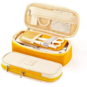 Canvas Dual Use Pencil Case Travel Cosmetic Organiser Makeup Bag
