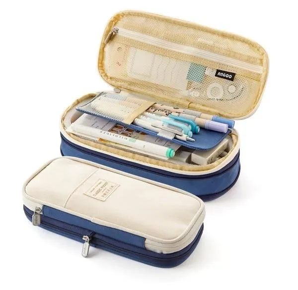 Canvas Dual Use Pencil Case Travel Cosmetic Organiser Makeup Bag