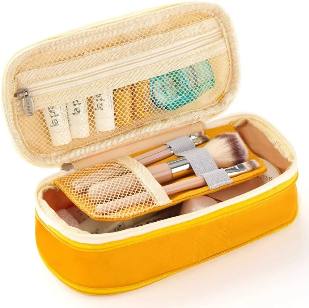 Canvas Dual Use Pencil Case Travel Cosmetic Organiser Makeup Bag