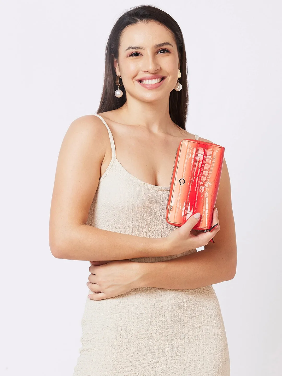 Caprese Eva Sling Zip Around Wallet Large Coral