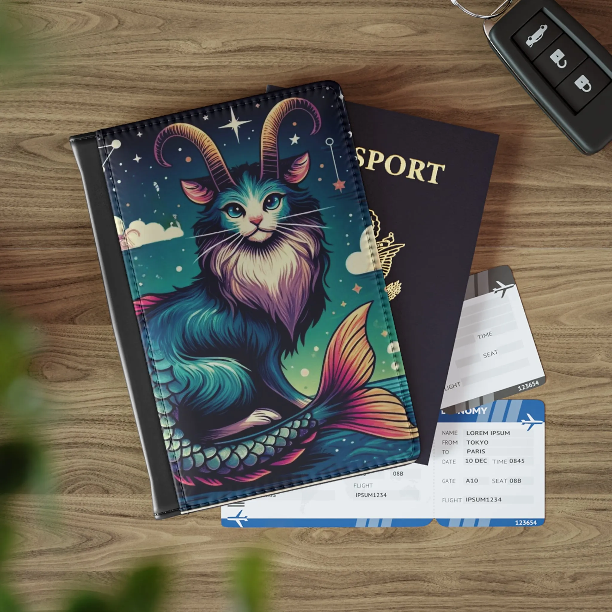 Capricorn - Cat Sea Goat - Passport Cover