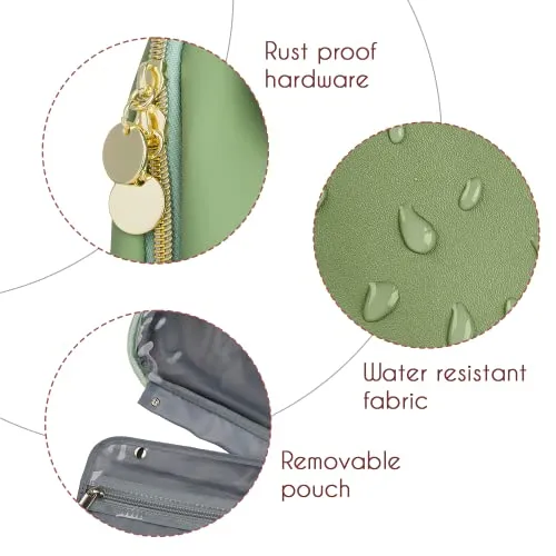 Chandelli Travel Toiletry Bag for Women for Travel Size Toiletries, Perfect Gifts for Mom, Coolest Gifts for Women Who Have Everything, Great Hanging Makeup & Cosmetic Bag Too (Sage Green, Medium)