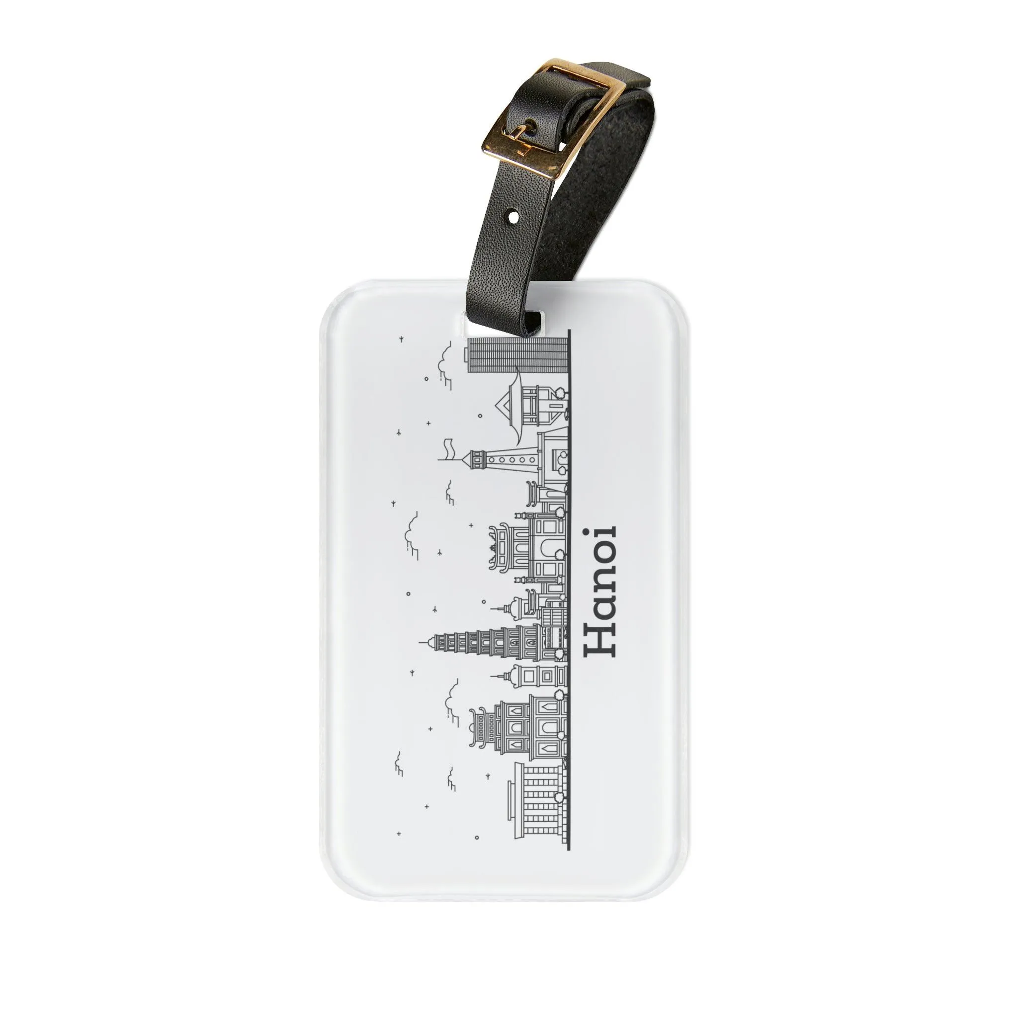 Chic Acrylic Luggage Tag Set with Luxurious Leather Strap – Elevate Your Travel Essentials
