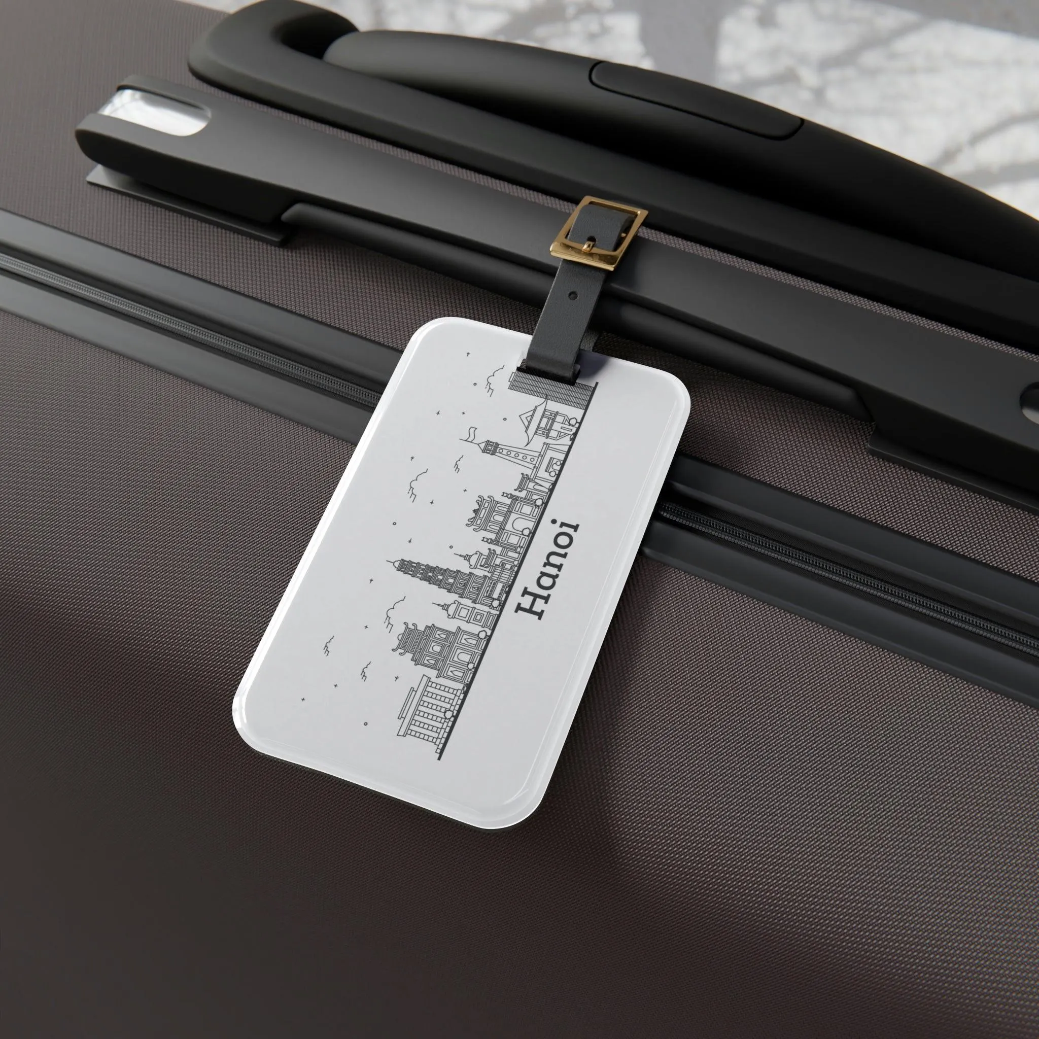 Chic Acrylic Luggage Tag Set with Luxurious Leather Strap – Elevate Your Travel Essentials