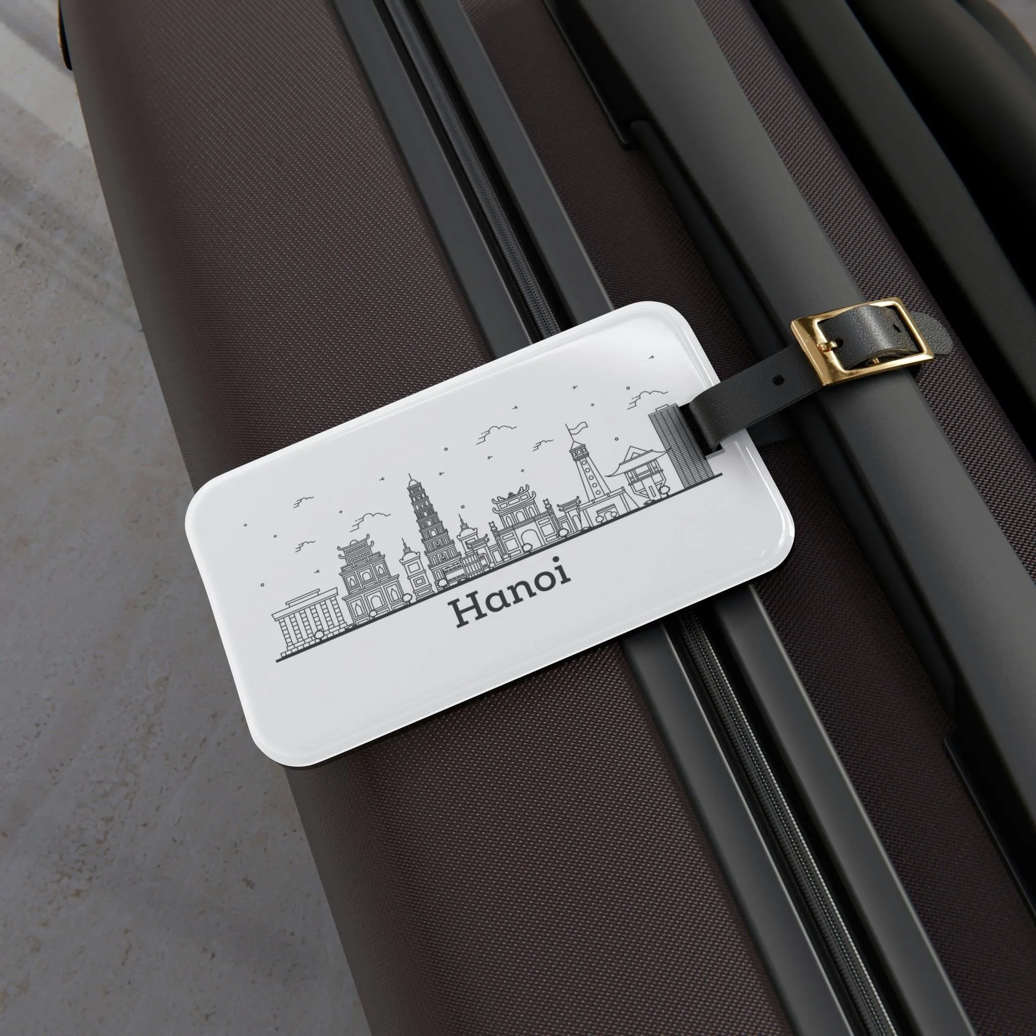 Chic Acrylic Luggage Tag Set with Luxurious Leather Strap – Elevate Your Travel Essentials