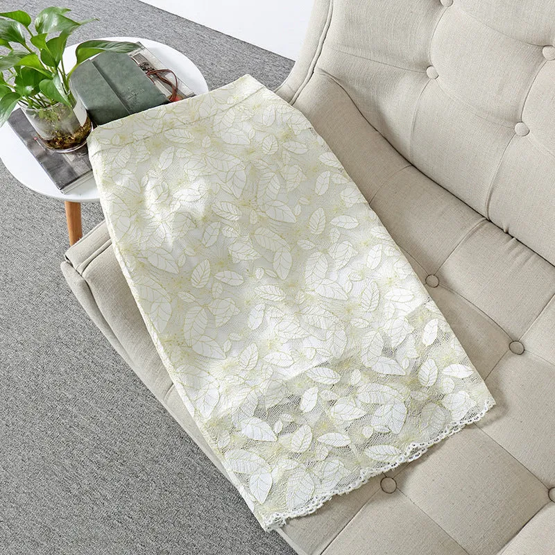 Classy Lace Gold Thread Hip Leaf Skirt