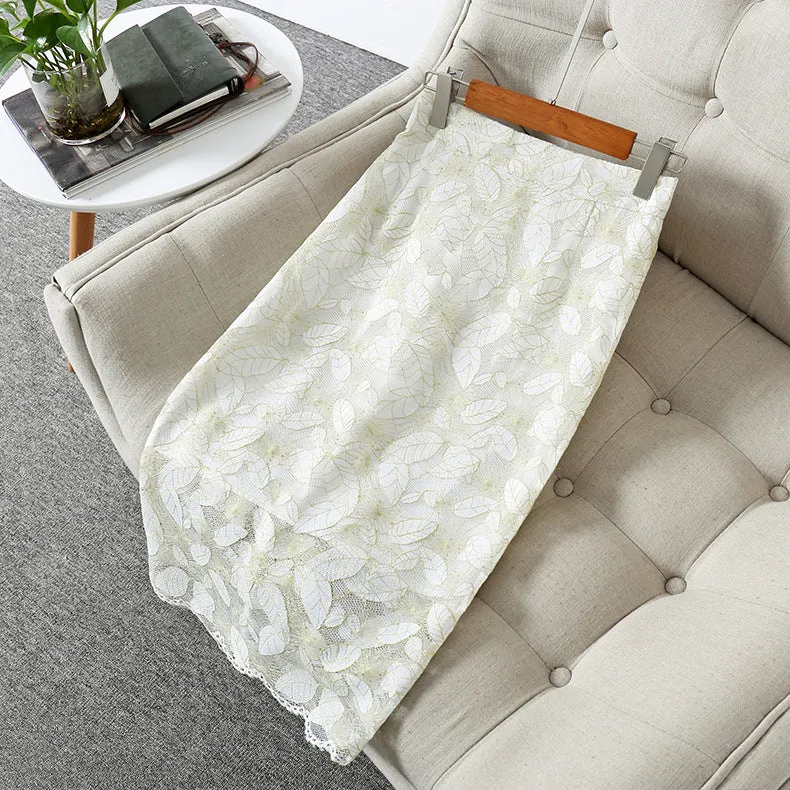 Classy Lace Gold Thread Hip Leaf Skirt
