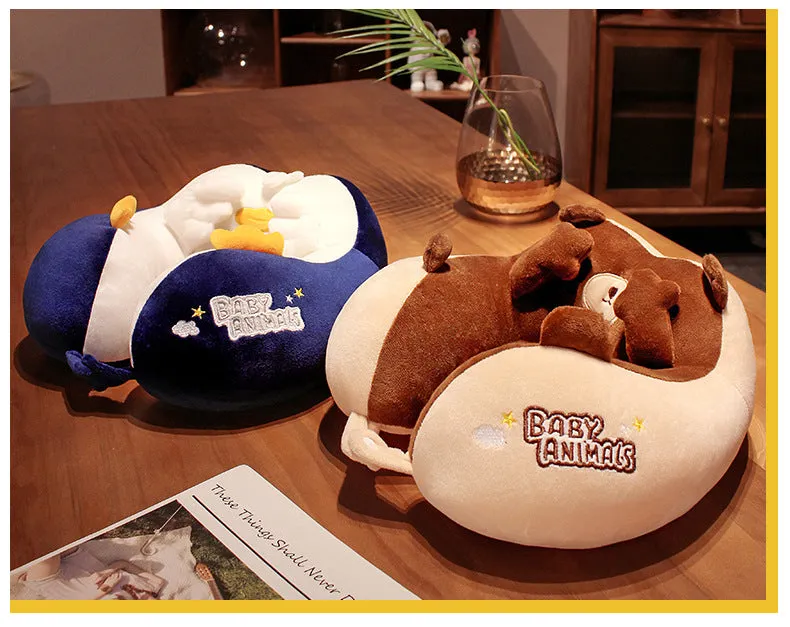 Comfo-Lux U-Shaped Animal Neck Travel Pillow For Kids And Adult