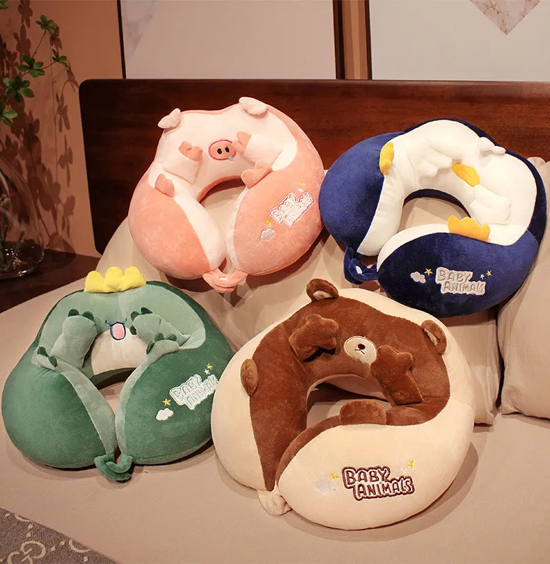 Comfo-Lux U-Shaped Animal Neck Travel Pillow For Kids And Adult