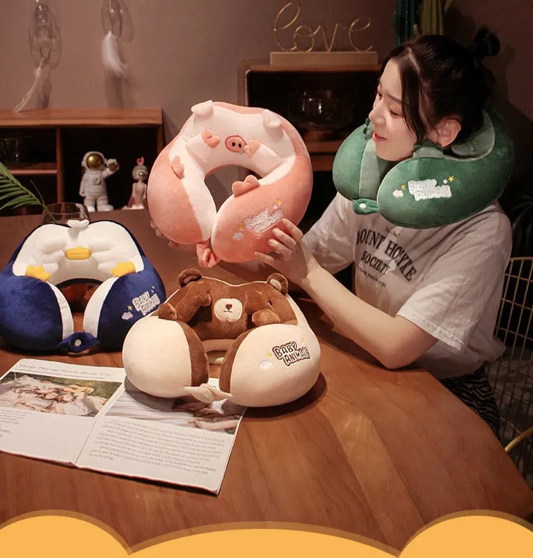 Comfo-Lux U-Shaped Animal Neck Travel Pillow For Kids And Adult