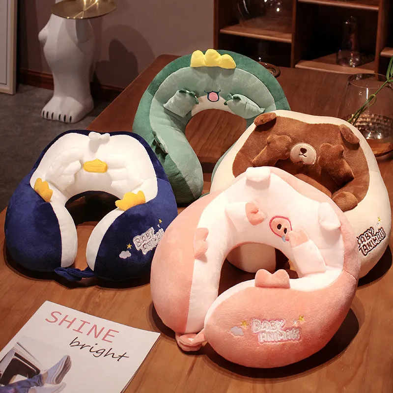 Comfo-Lux U-Shaped Animal Neck Travel Pillow For Kids And Adult