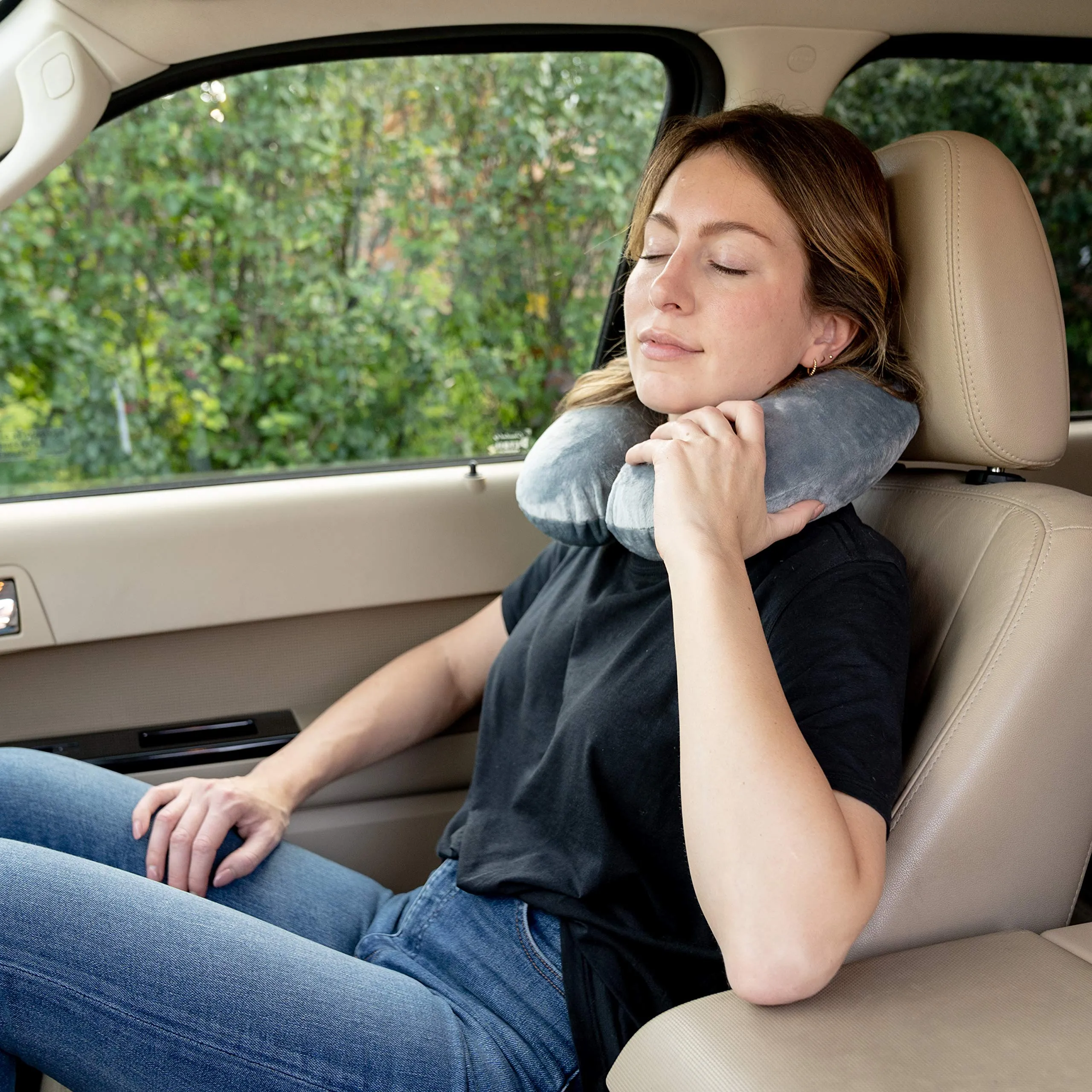 Crafty World Neck Pillow for Traveling, Comfort Pal Memory Foam Travel Pillow with Carry Bag and Washable Cover - Eliminate Neck Pain in Cars, Planes, or When Sleeping at Home