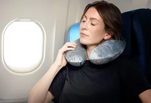 Crafty World Neck Pillow for Traveling, Comfort Pal Memory Foam Travel Pillow with Carry Bag and Washable Cover - Eliminate Neck Pain in Cars, Planes, or When Sleeping at Home