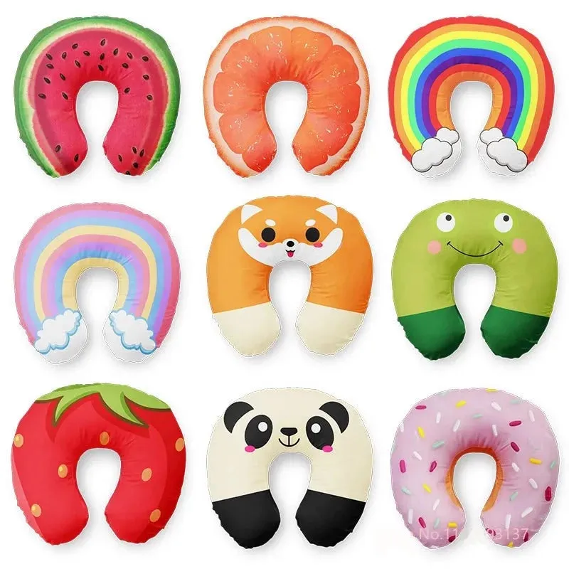 Cute Cartoon Inflatable Travel Neck Pillow | U-Shaped Comfort