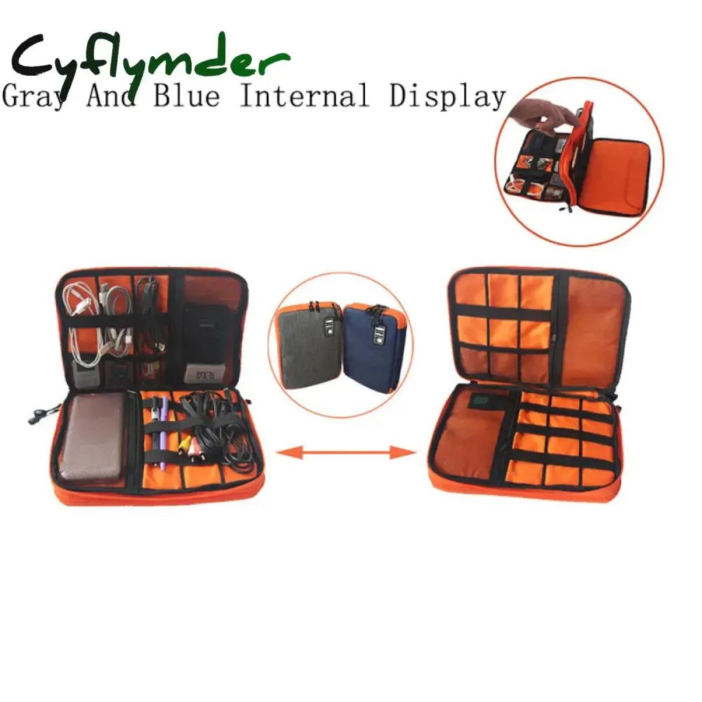 Cyflymder High Grade Nylon 2 Layers Travel Electronic Accessories Organizer Bag,Travel Gadget Carry Bag, Perfect Size Fit for iPad