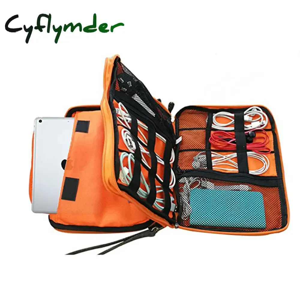 Cyflymder High Grade Nylon 2 Layers Travel Electronic Accessories Organizer Bag,Travel Gadget Carry Bag, Perfect Size Fit for iPad